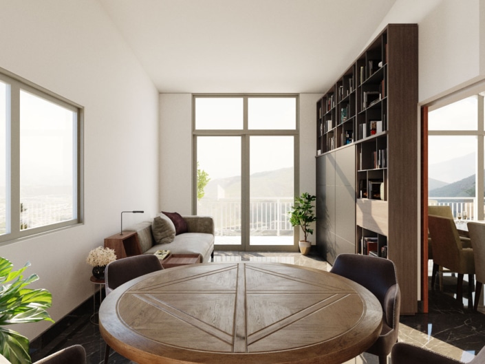 Render arquitectura sala de casa en Monterrey Nuevo leon - Scalable